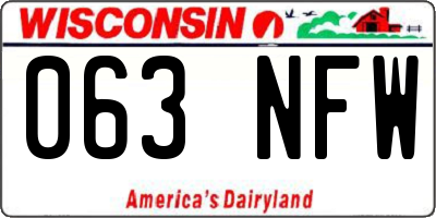 WI license plate 063NFW