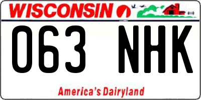 WI license plate 063NHK