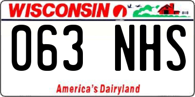 WI license plate 063NHS