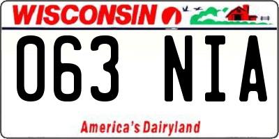 WI license plate 063NIA