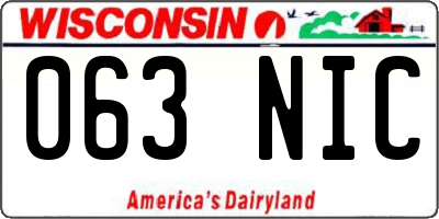 WI license plate 063NIC