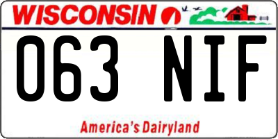 WI license plate 063NIF