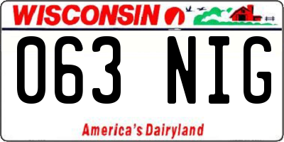WI license plate 063NIG
