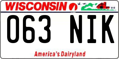 WI license plate 063NIK
