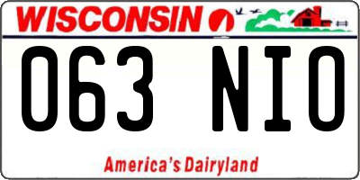 WI license plate 063NIO