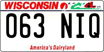 WI license plate 063NIQ