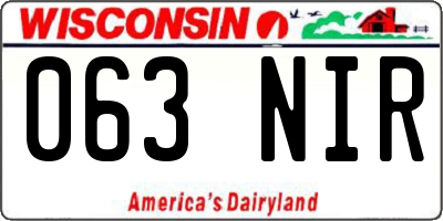 WI license plate 063NIR