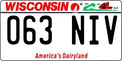WI license plate 063NIV