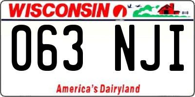 WI license plate 063NJI