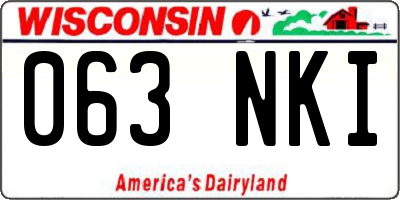 WI license plate 063NKI