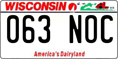 WI license plate 063NOC