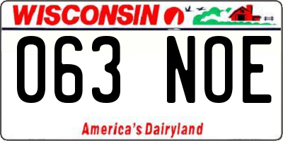 WI license plate 063NOE