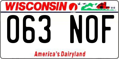 WI license plate 063NOF