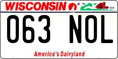WI license plate 063NOL