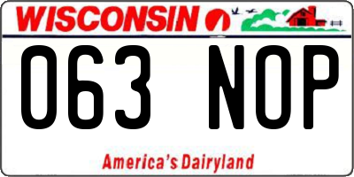 WI license plate 063NOP