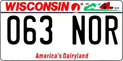 WI license plate 063NOR
