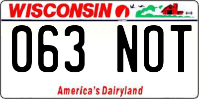 WI license plate 063NOT