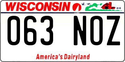 WI license plate 063NOZ