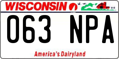 WI license plate 063NPA