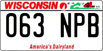 WI license plate 063NPB