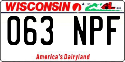 WI license plate 063NPF