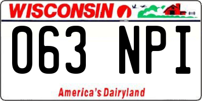 WI license plate 063NPI