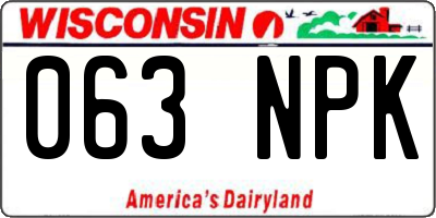WI license plate 063NPK
