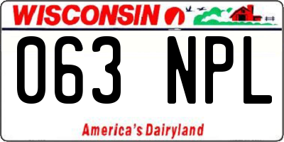 WI license plate 063NPL