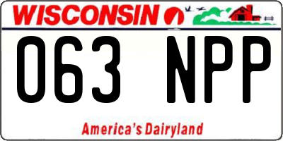 WI license plate 063NPP