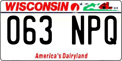 WI license plate 063NPQ