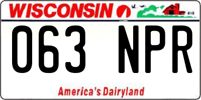 WI license plate 063NPR