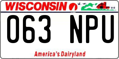 WI license plate 063NPU