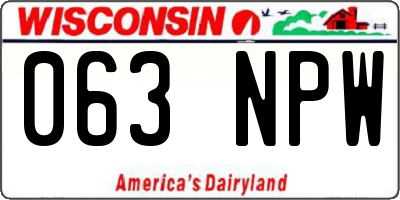 WI license plate 063NPW