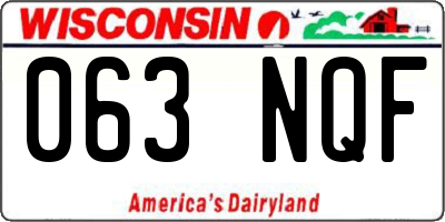 WI license plate 063NQF