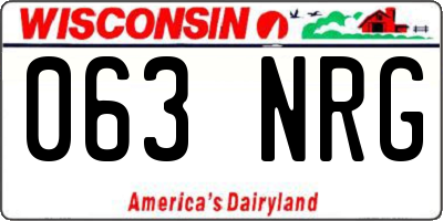 WI license plate 063NRG