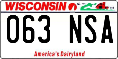 WI license plate 063NSA