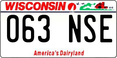 WI license plate 063NSE