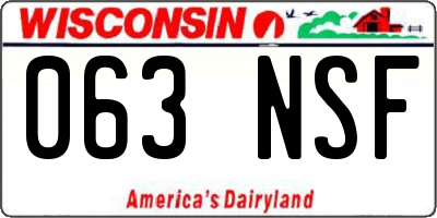 WI license plate 063NSF