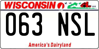 WI license plate 063NSL