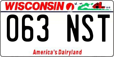 WI license plate 063NST