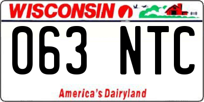 WI license plate 063NTC