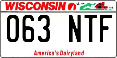 WI license plate 063NTF