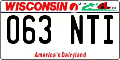 WI license plate 063NTI