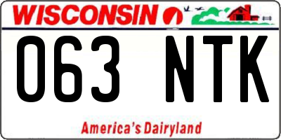 WI license plate 063NTK