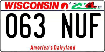 WI license plate 063NUF