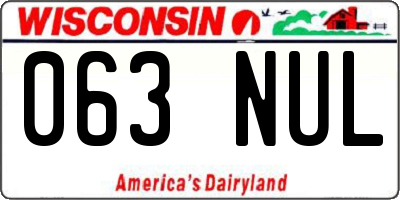 WI license plate 063NUL