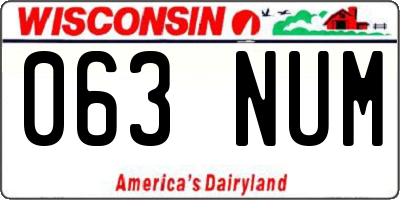 WI license plate 063NUM