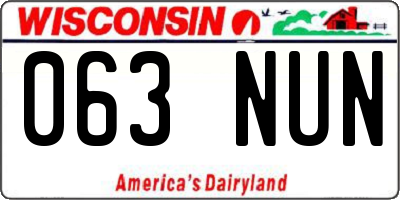WI license plate 063NUN