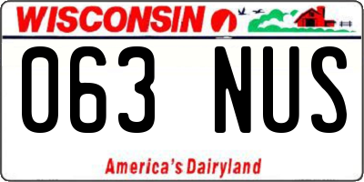 WI license plate 063NUS