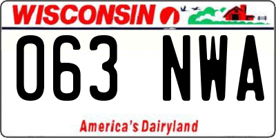 WI license plate 063NWA